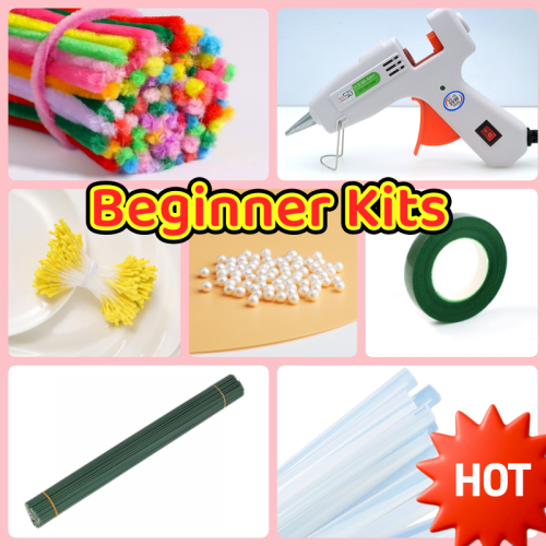 Beginner Kits! Fuzzy Pipe Cleaner Chenille Stems DIY Craft Supplies Handmade Forever Flowers Easy Craft Kit for Kids School Education Toy 