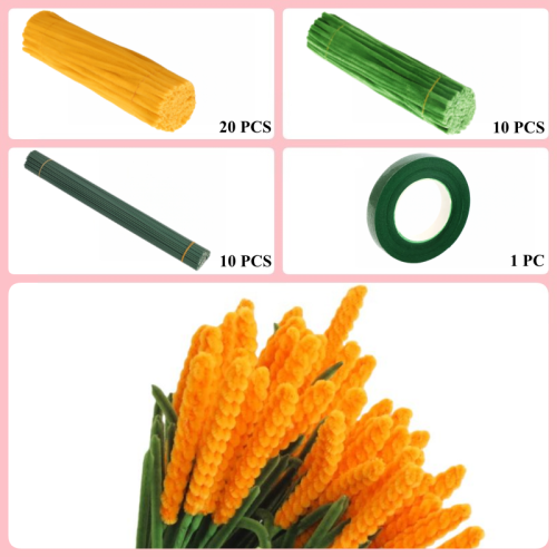 30 PCS * Pipe Cleaner Chenille Stems Handmade Wheat Making Kit DIY Art Flower Bouquet Craft Set