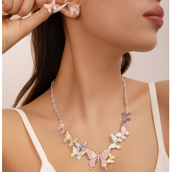 Women's Butterfly Necklace and Earrings Multicolour Wedding Jewelry Luxury Crystal Pearl Necklace /Earrings Ladies Jewelry Sets