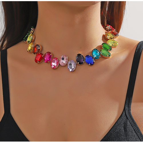 New Shiny Multicolor Heart Necklace Ladies Exquisite Clavicle Chain Necklace Jewelry for Ladies Gift