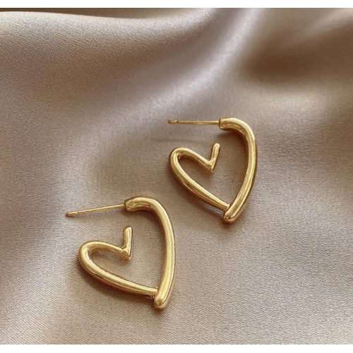 Imitation Gold Heart Stud Earrings for Women Round Wedding Party Ear Jewelry Wholesale