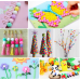 900 PCS Pom Poms, Multicolor Bulk Pom Poms Arts and Crafts, Soft and Fluffy Craft Pom Poms, Assorted Sizes Pompoms, for Arts and Craft Making Decorations