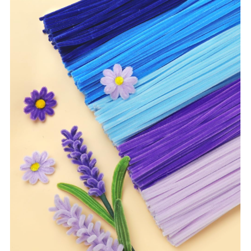 Blue Pipe Cleaners,500pcs in 5 Colors, Chenille Stems for Art and Craft Projects, Flower DIY Decorations